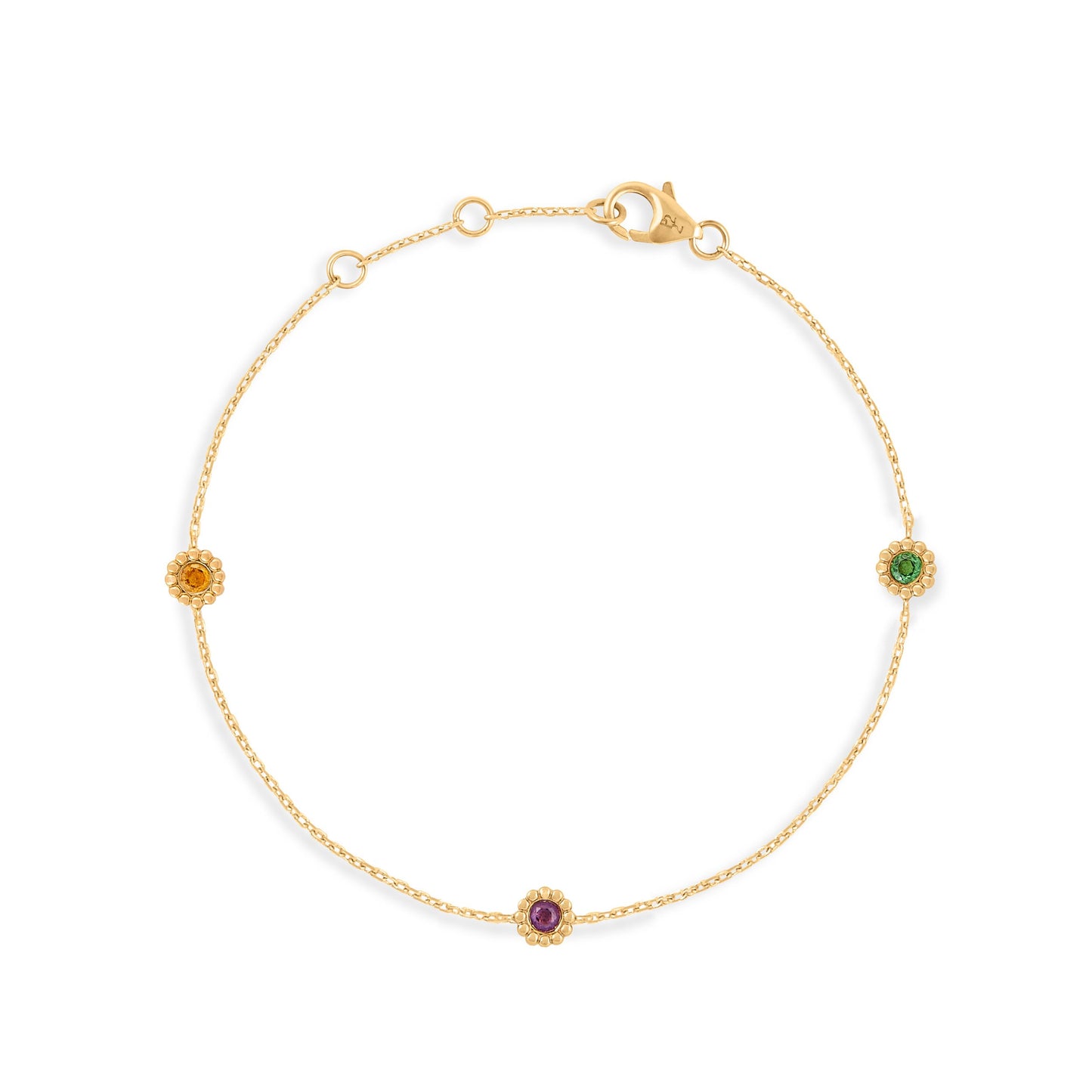 Bracelet Marguerite Arc-en-ciel - Or 18 carats et pierres de couleur