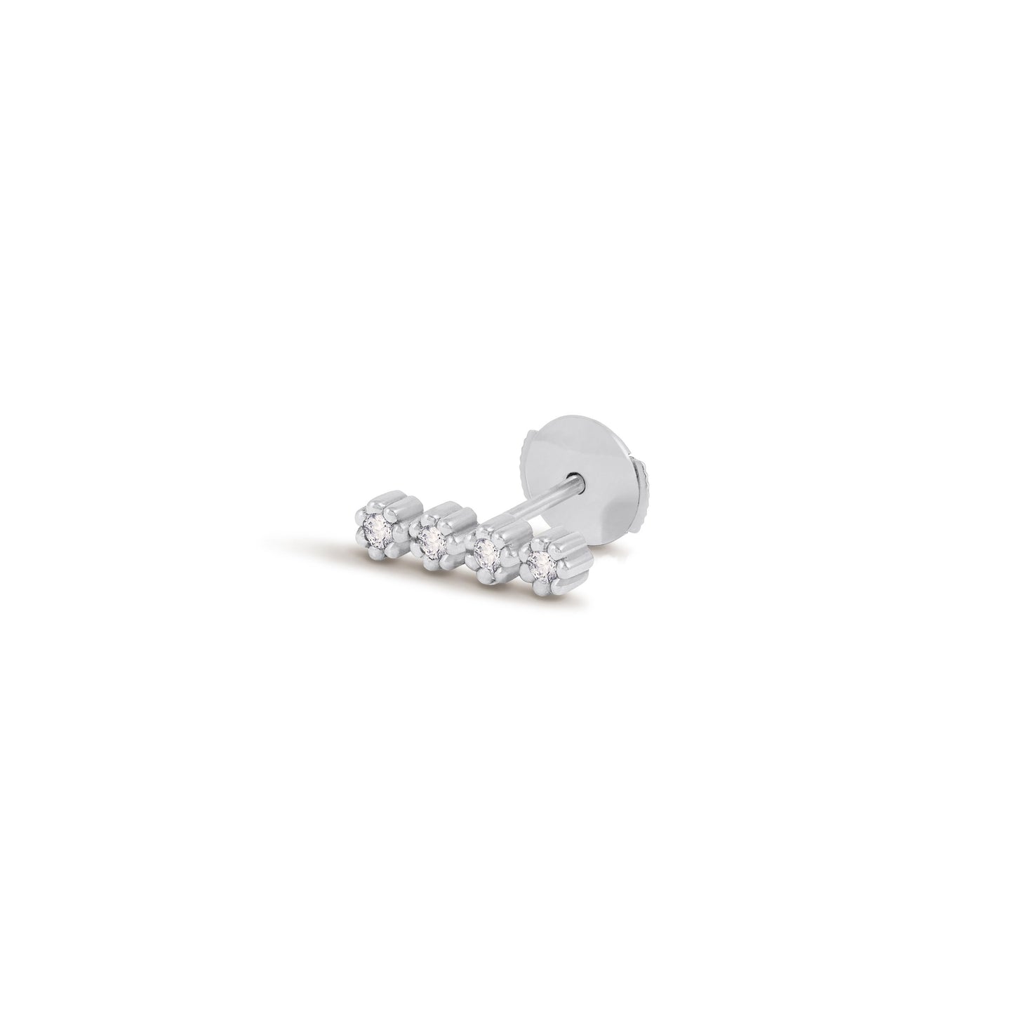 Puce d'oreille barrette Mini Marguerite - Or 18 carats et 4 diamants