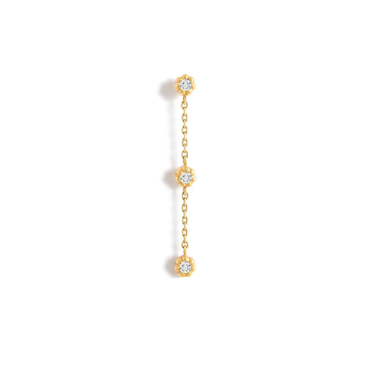 Boucle d'oreille pendante Mini Marguerite - Or 18 carats et diamants