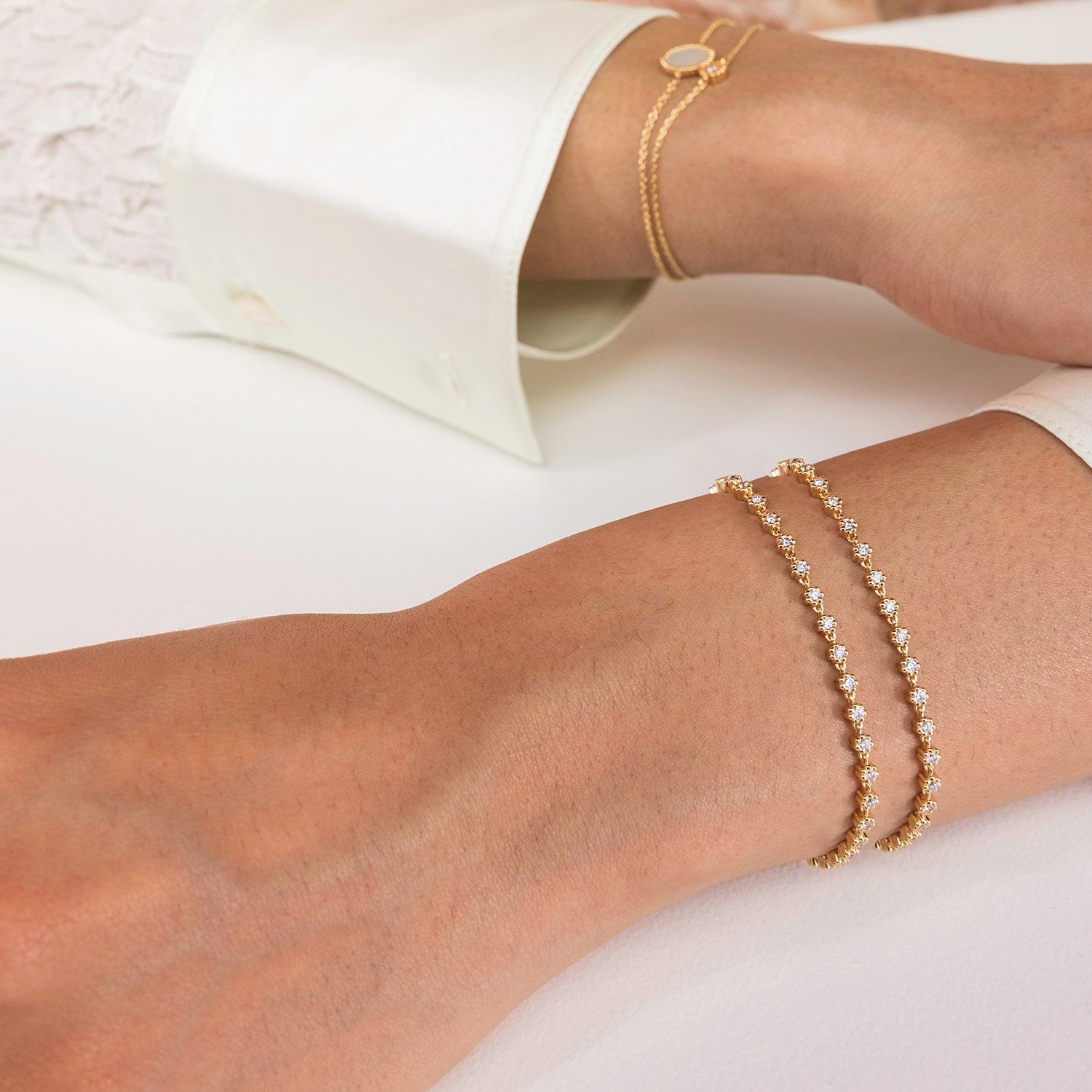 Bracelet Rivière Mini Marguerite - Or 18 carats et diamants