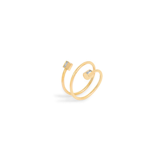 Bague P 22 Double Tour - Or 18 carats et diamants baguettes