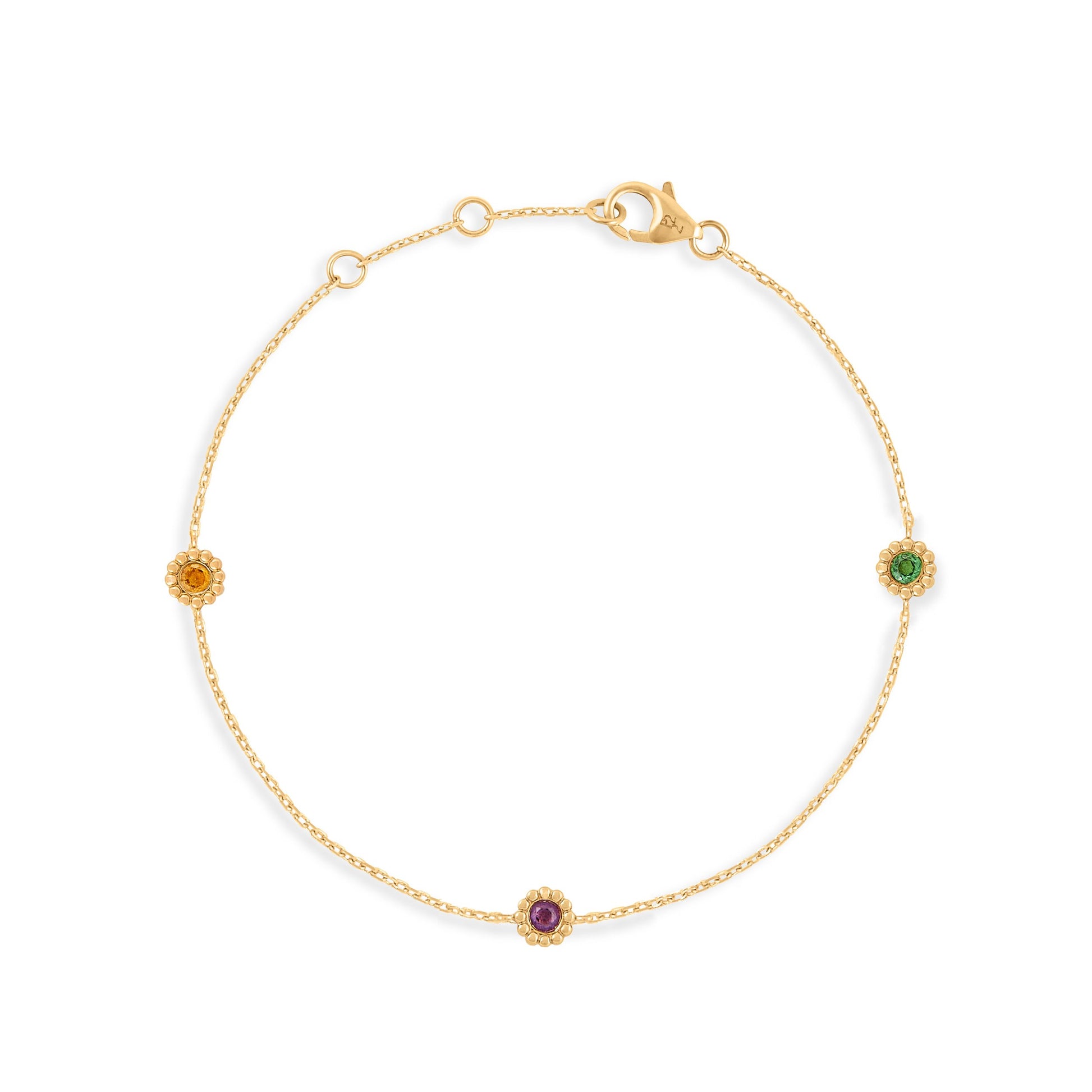 Bracelet Marguerite Arc-en-ciel - Or 18 carats et pierres de couleur