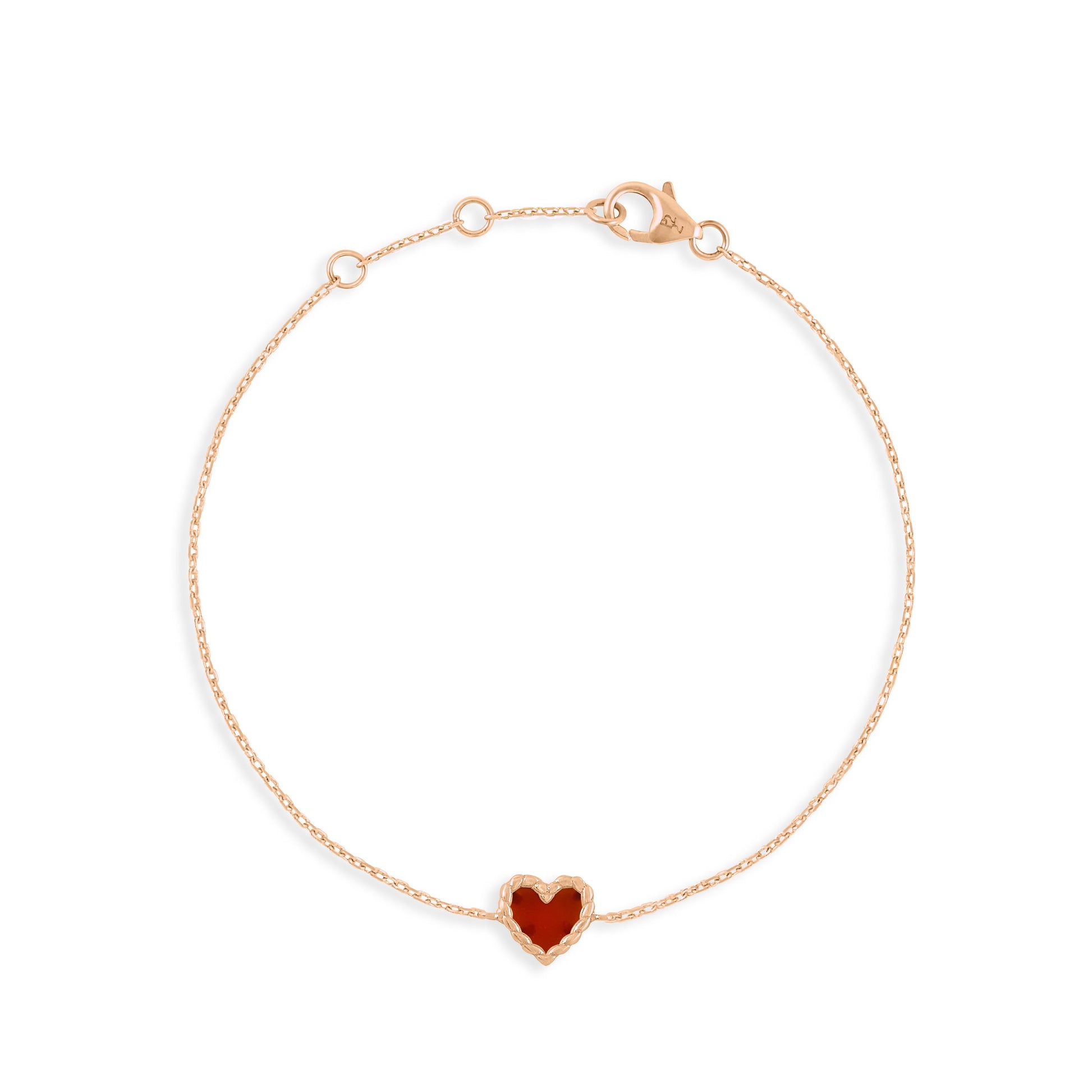 Bracelet Nuances Coeur cornaline - Or rose 18 carats