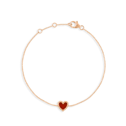 Bracelet Nuances Coeur cornaline - Or rose 18 carats