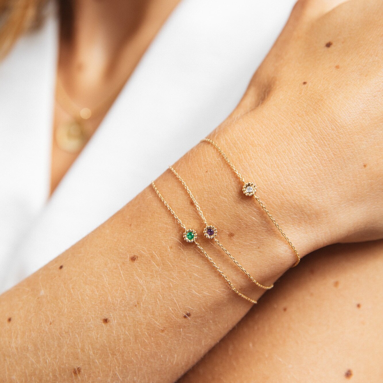 Bracelet Marguerite tsavorite - Or jaune 18 carats