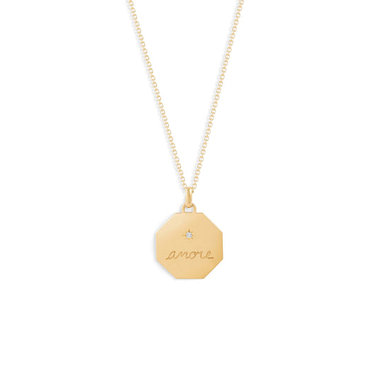 Médaille Amore - Or 18 carats et diamant