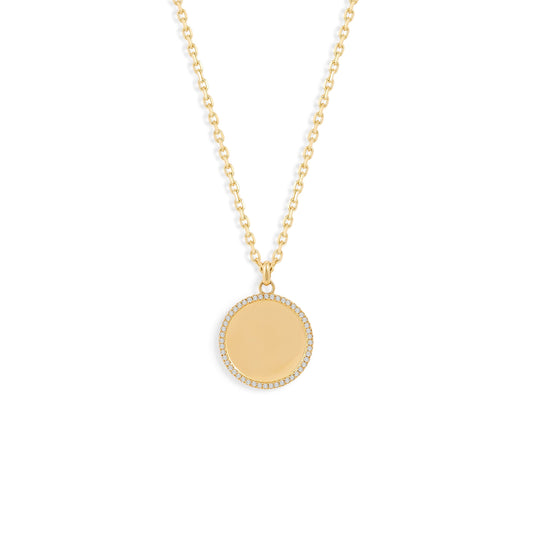 Médaille Ligne Diamants - Or 18 carats et diamants