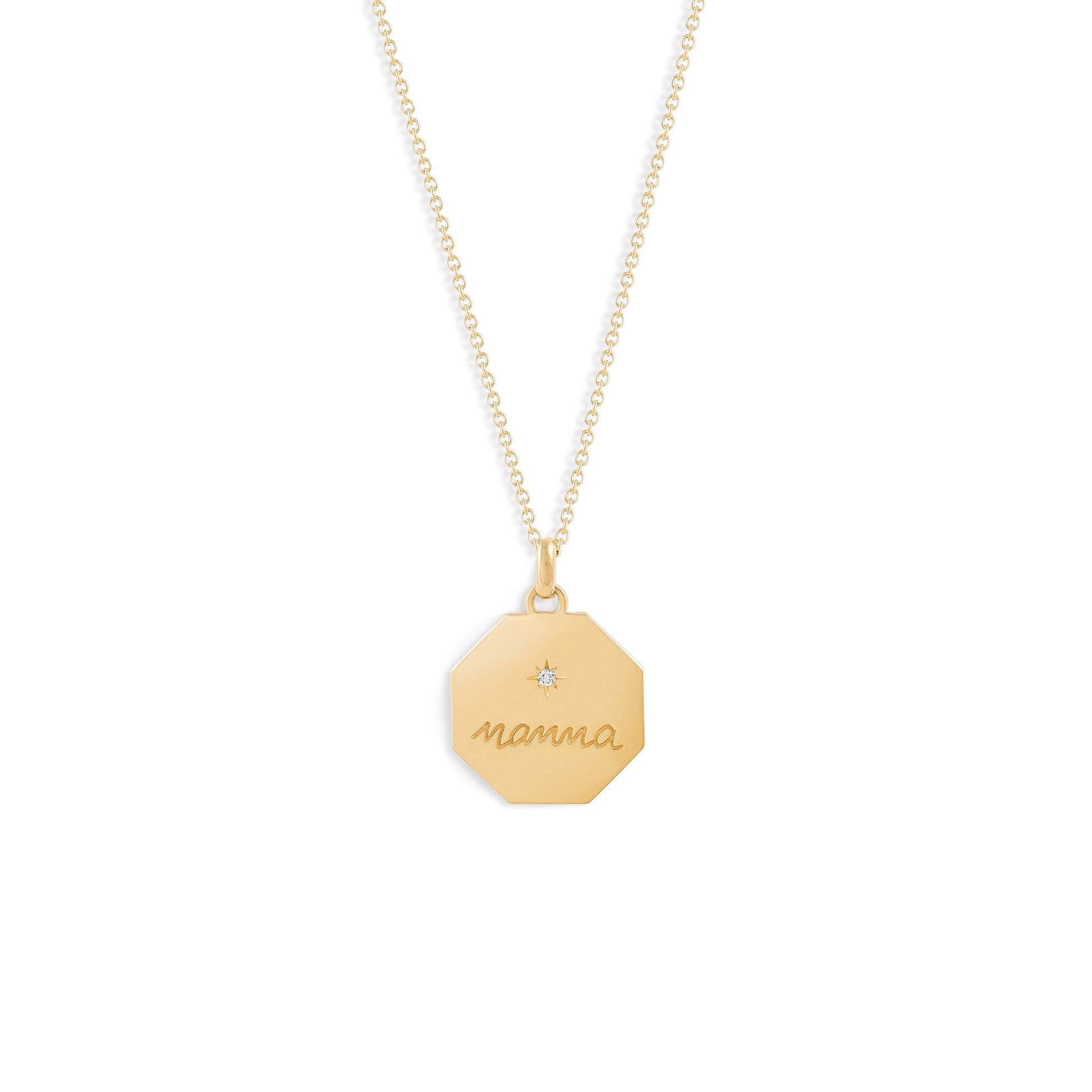 Médaille Mamma - Or 18 carats et diamant