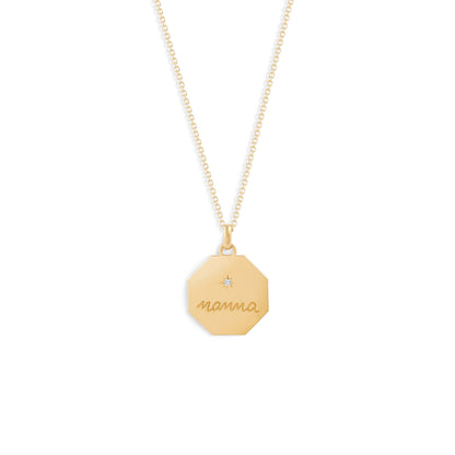 Médaille Mamma - Or 18 carats et diamant