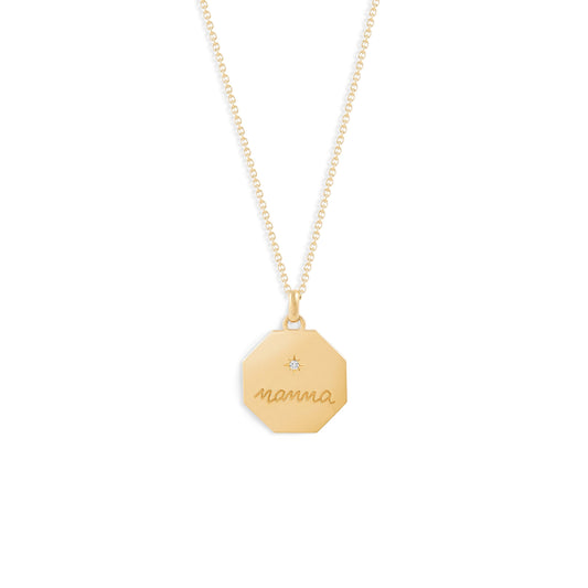 Médaille Mamma - Or 18 carats et diamant