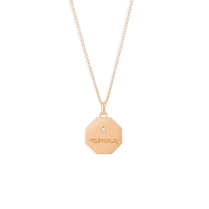 Médaille Mamma - Or 18 carats et diamant