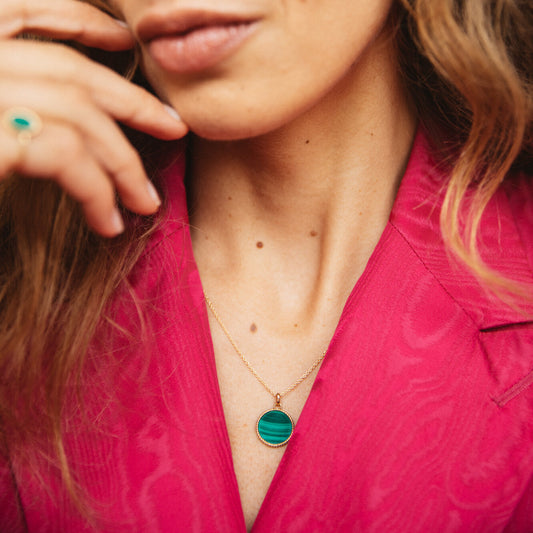 Médaille Nuances  malachite - Or jaune 18 carats