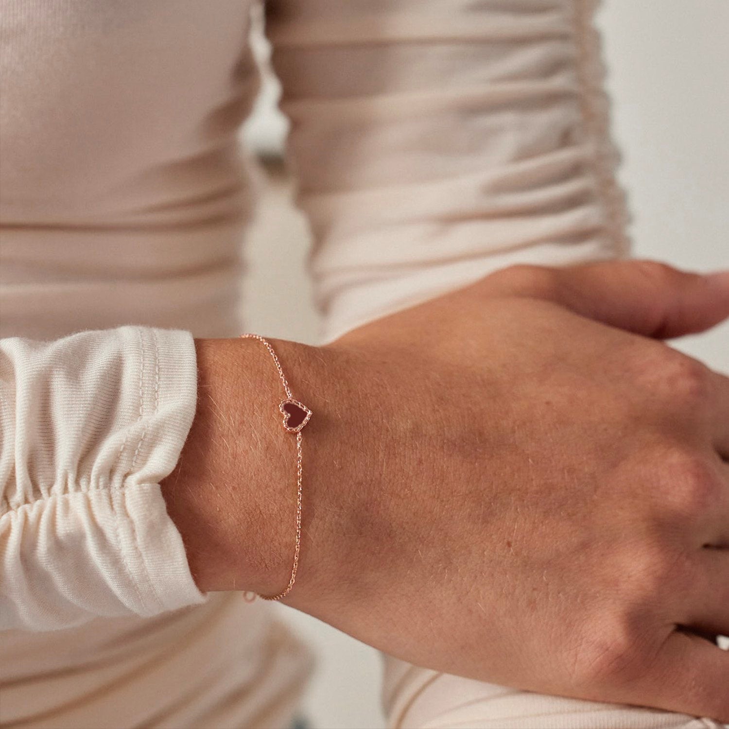 Bracelet Nuances Coeur cornaline - Or rose 18 carats
