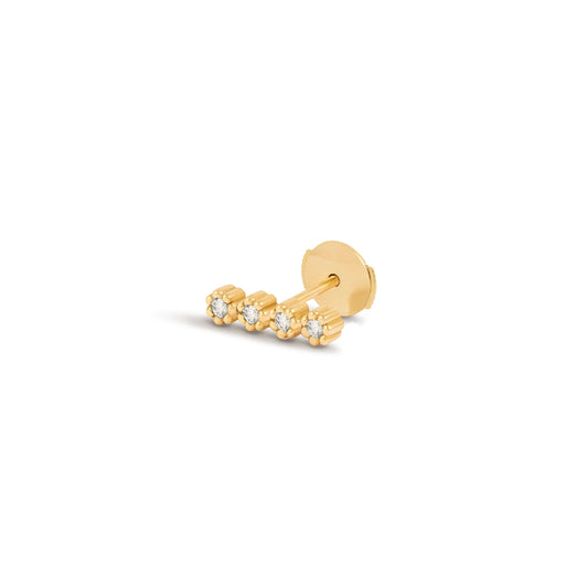 Puce d'oreille barrette Mini Marguerite - Or 18 carats et 4 diamants
