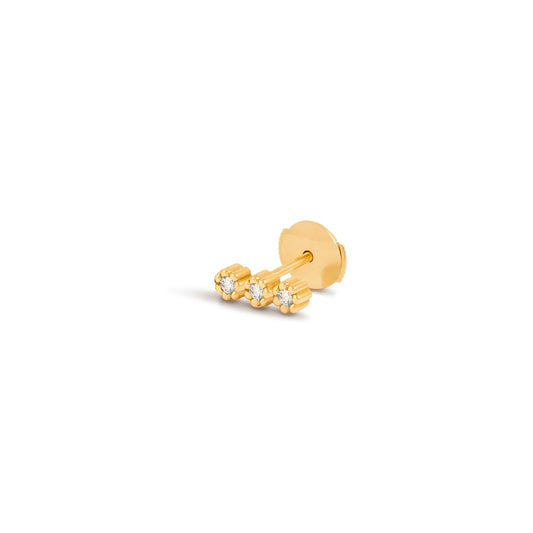 Puce d'oreille barrette Mini Marguerite - Or 18 carats et 3 diamants