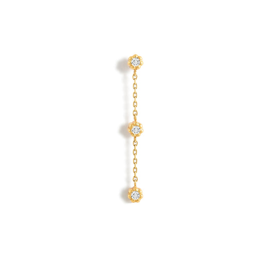 Boucle d'oreille pendante Mini Marguerite - Or 18 carats et diamants